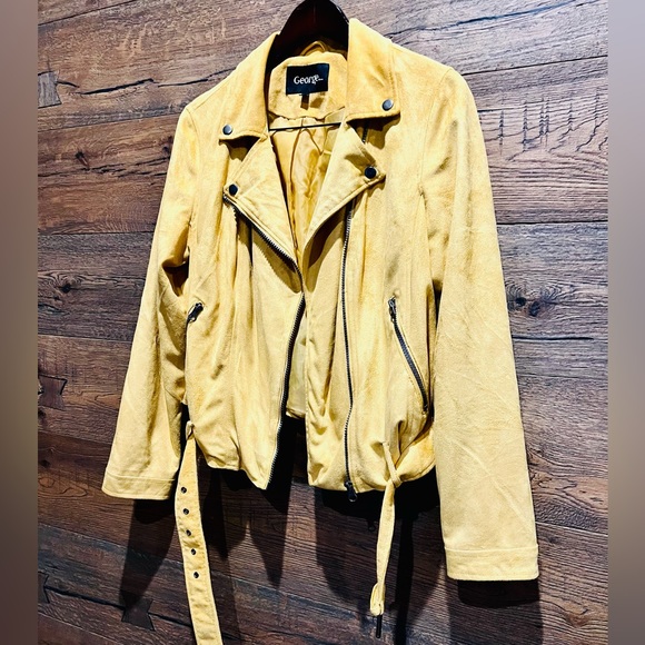 Yellow Suede Biker Jacket - Picture 2 of 5
